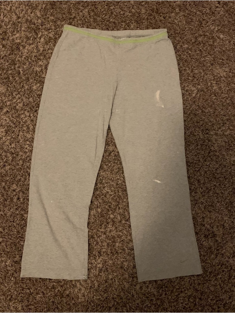 Nike Light Gray Sweatpants with Lime Waist Trim